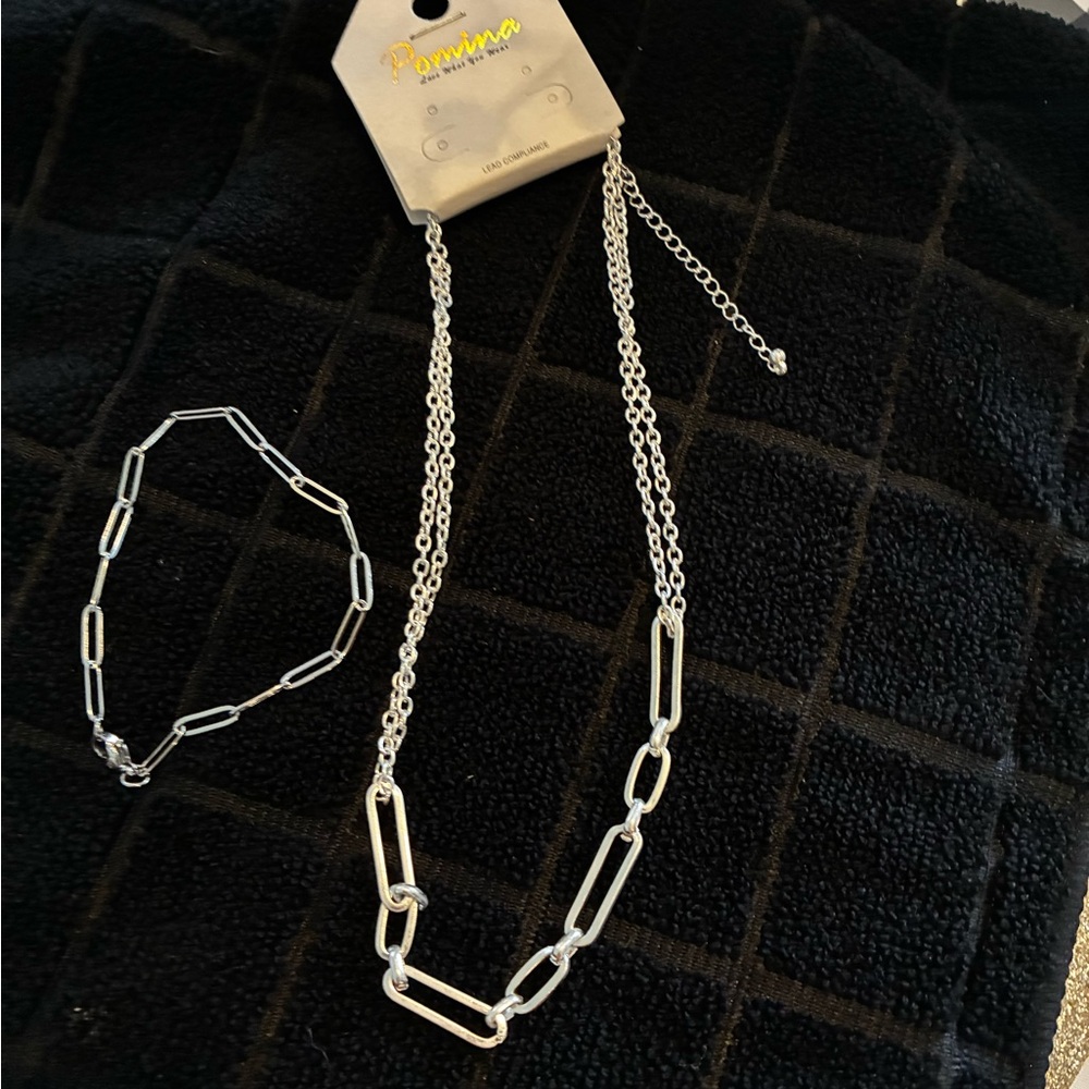 Paper Clip Silver tone set NWT